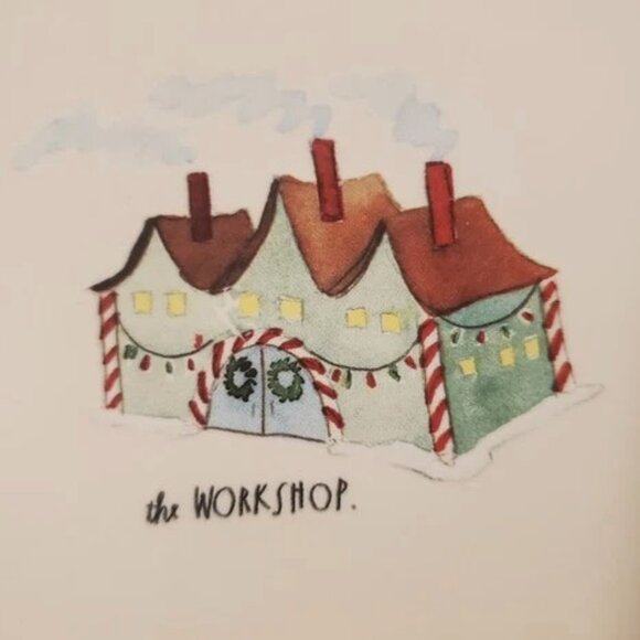 Rae Dunn Magenta Xmas Santa & Elf Village Collection Appetizer Plates x4 NWT - Picture 6 of 8